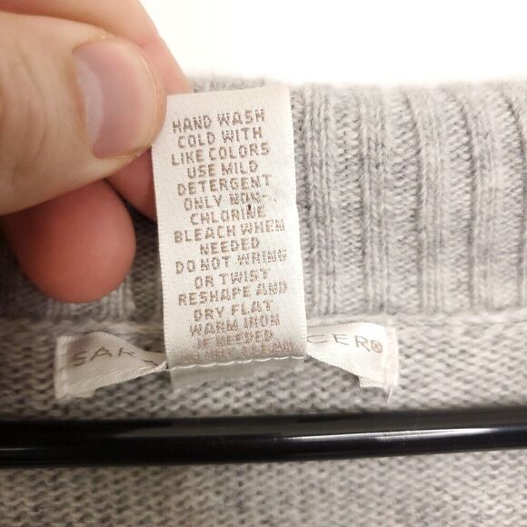 Sarah Spencer Sweater Womens Size XL Soft Polo Collar Split V Neck Light Gray - Picture 7 of 9